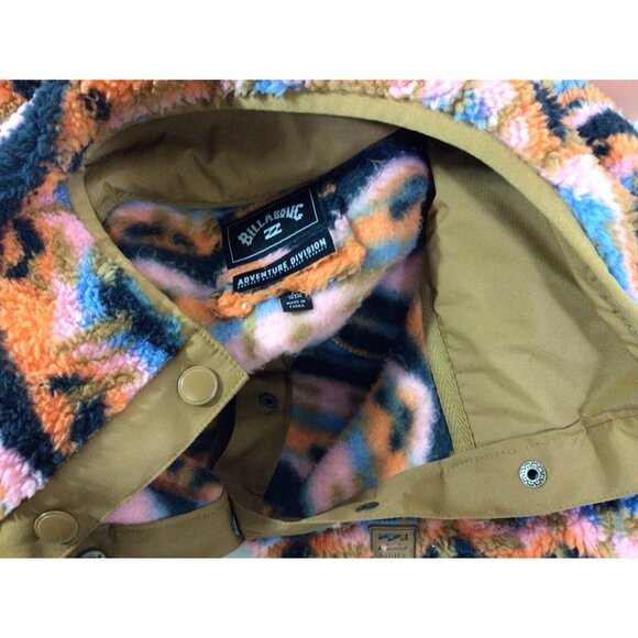 Billabong Fleece Plaid Jacket Snap Front Pullover Womens Medium - Picture 8 of 8